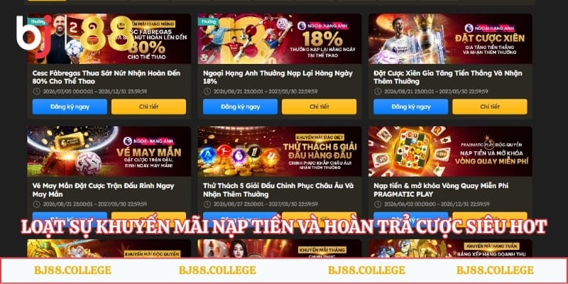 Loạt sự khuyến mãi nạp tiền và hoàn trả cược siêu hot